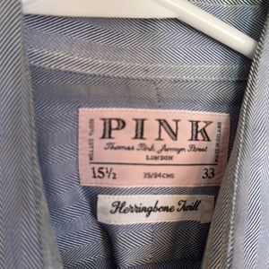 Thomas Pink herringbone dress shirt with cut away collar and cuffs.